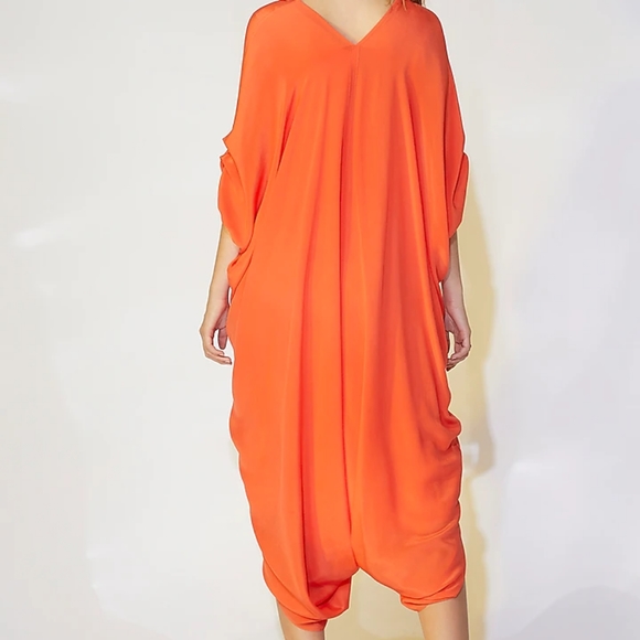 Zara Coral orange pleated kaftan. - Picture 2 of 3